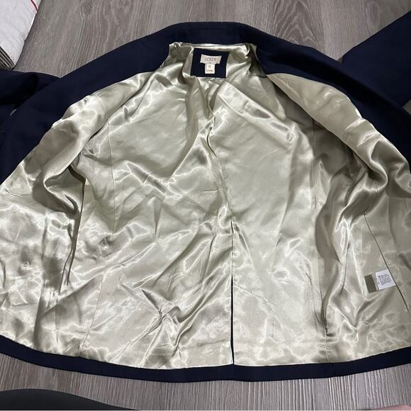 J. Crew Factory Wool Blend Navy Blue Long Sleeve Button Blazer Size 10 - Picture 5 of 10